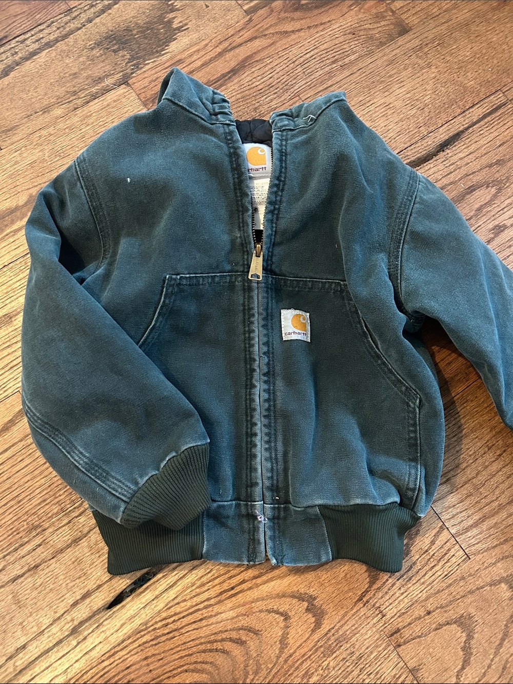 Carhartt Vintage Hunter green Boys Hooded Zip-Up Work Jacket